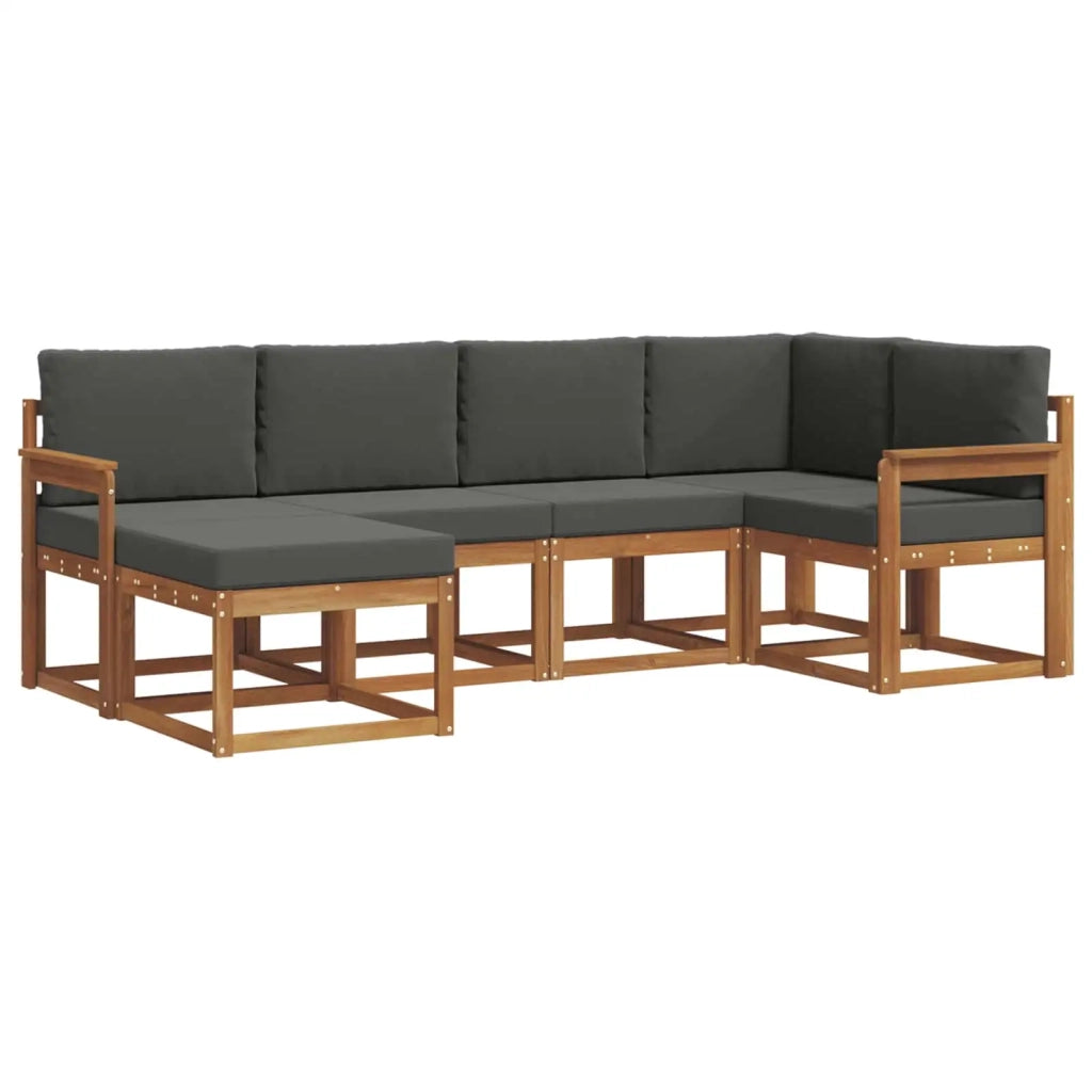 Set di divani da esterno con cuscino 6 pcs Naturale e Antracite