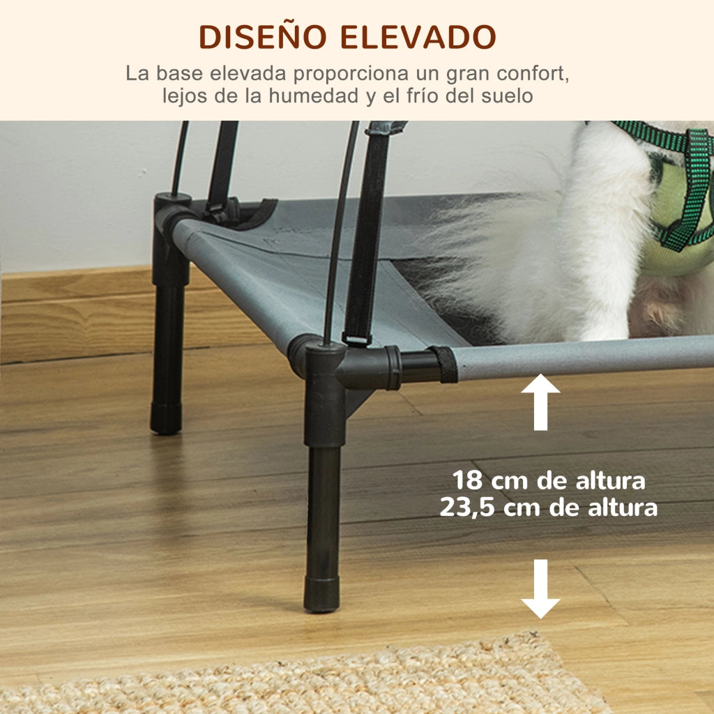 Brandina Rialzata per Animali con Tettoia ¨C Xylo ¨C Tessuto Traspirante Grigio 61x46x62 cm
