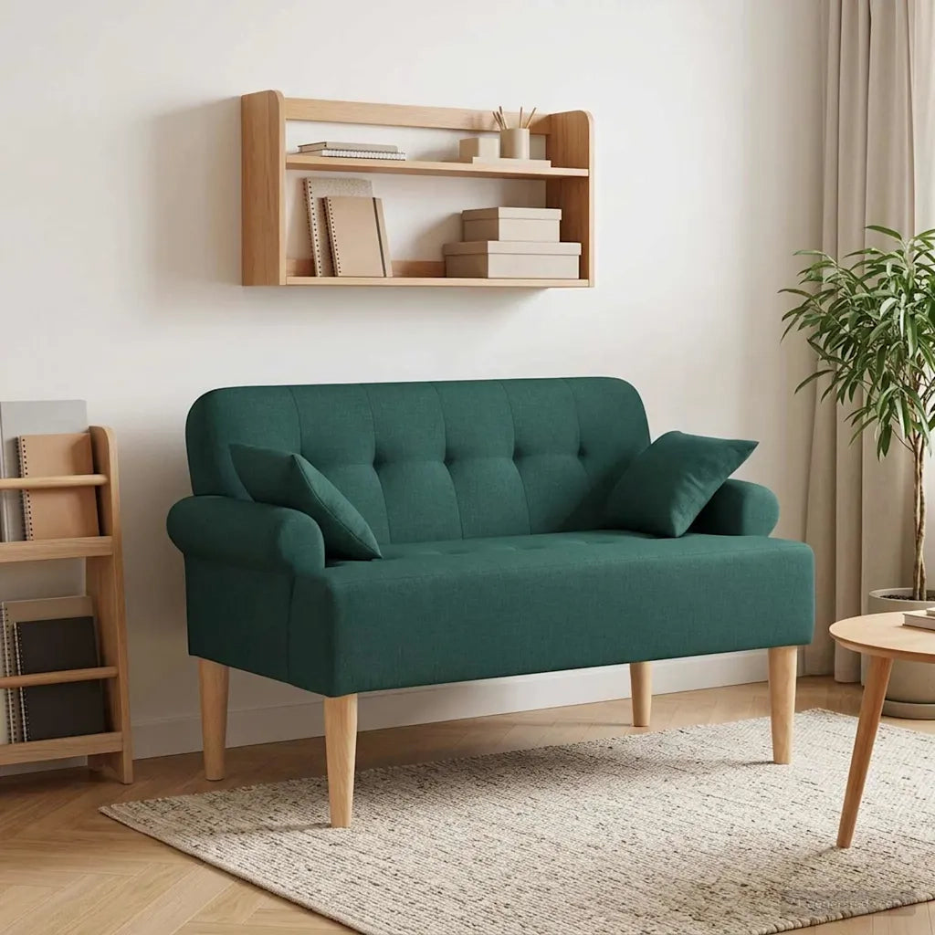 Loveseat con bottoni imbottiti Verde Scuro 120 x 65 x 79 cm 42041814