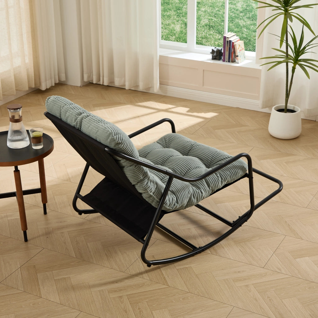 SEDIA A DONDOLO 75x116x82 cm in acciaio verde chiaro con cuscino