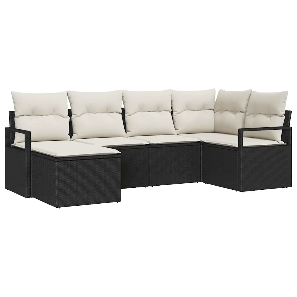 Set di divani con cuscino 6 pcs Nero polyrattan