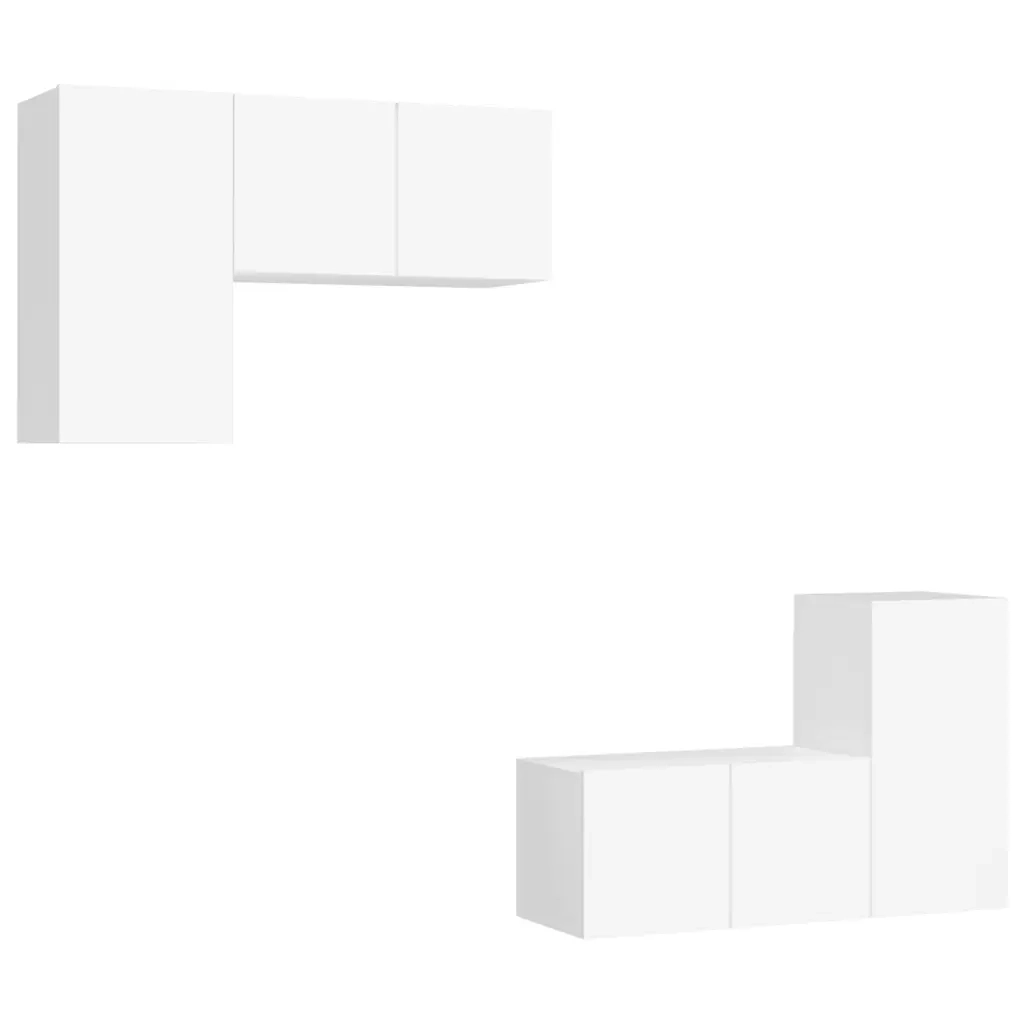 Set Mobili TV 4 pz Bianco in Truciolato cod mxl 33895