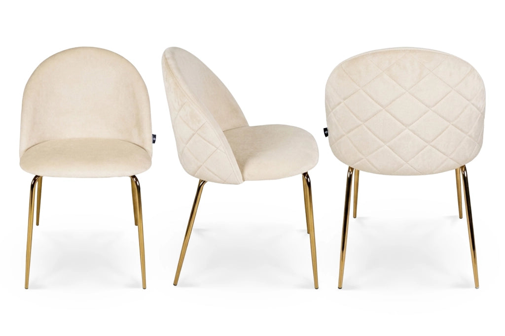 Set di 2 sedie da pranzo imbottite in velluto beige piede oro - Nicole - SD11NIG