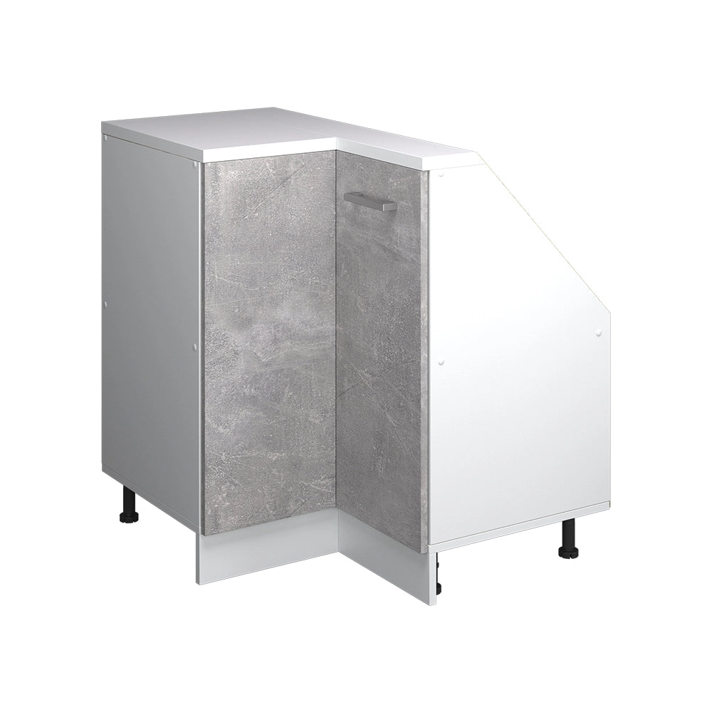 Mobile cucina angolare per sottotetto R-Line Calcestruzzo/Bianco 75.6 cm con 1 porta Vicco