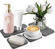 Set di assorbenti di diatomea da 4 pezzi per rapido assorbimento dell'acqua per bagno e cucina con contenitore per sapone e assorbente per sotto piatti
