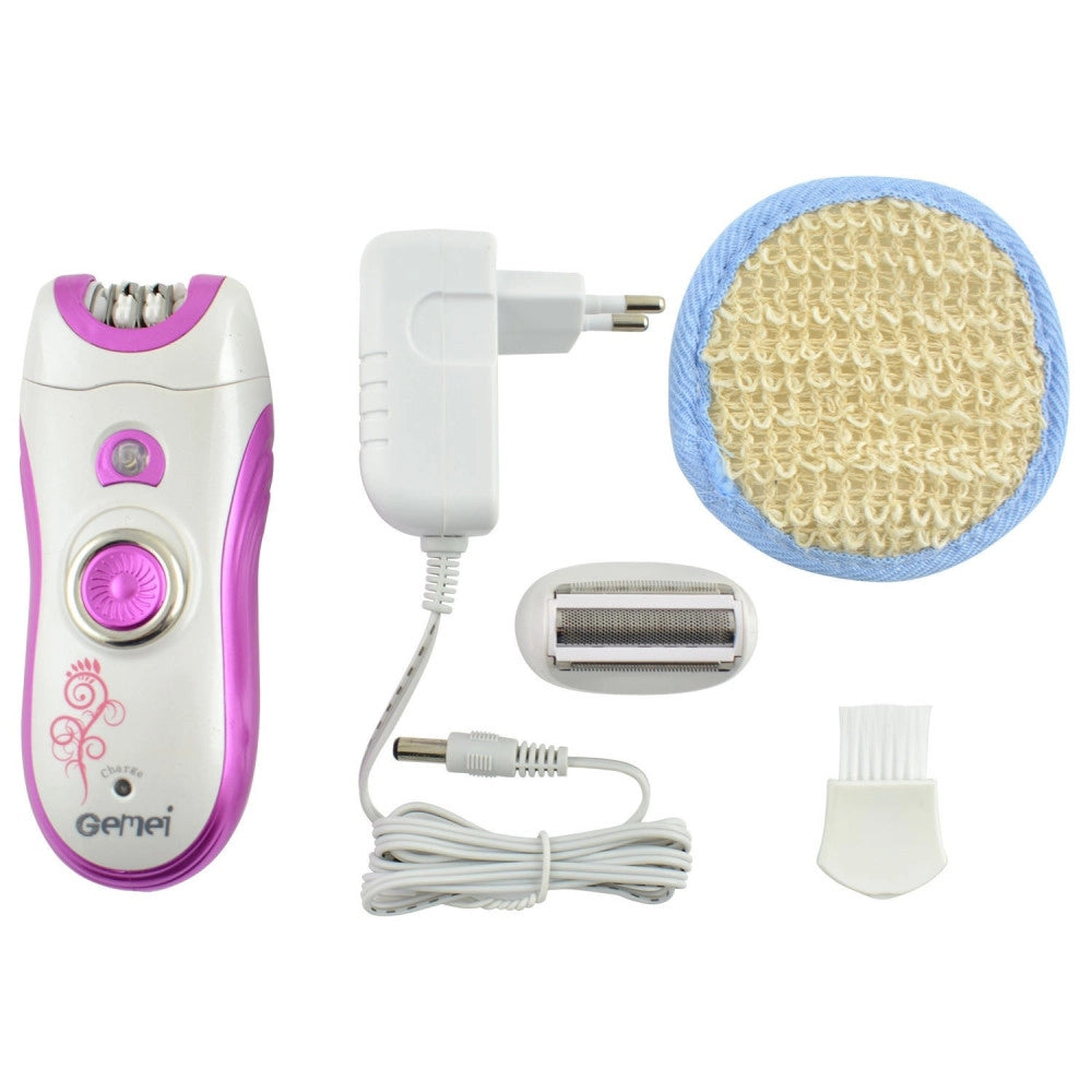 Trade Shop - Epilatore Depilatore Rasoio Donna Silkepil 3in1 Gambe Corpo 2 Lame Scrub 3056 -