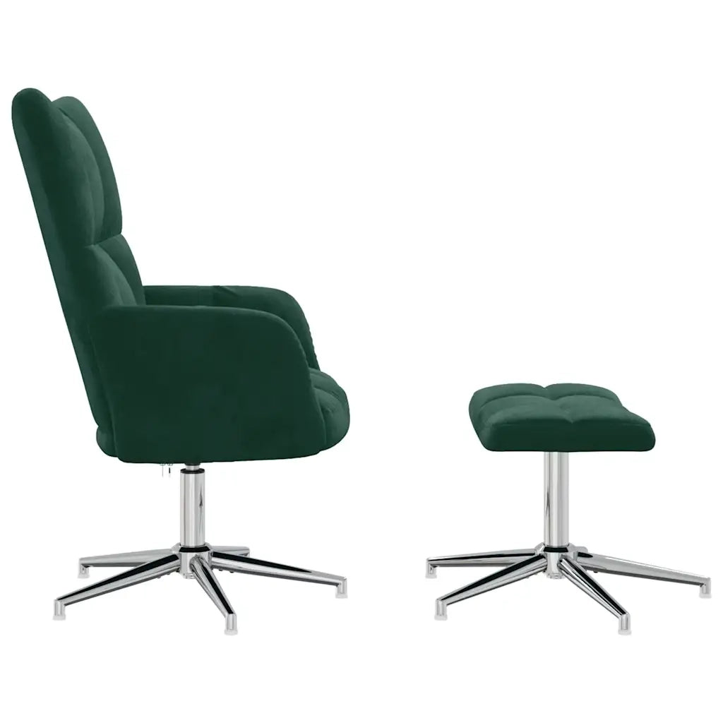 Poltrona Relax con Poggiapiedi Verde Scuro in Velluto