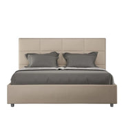Letto matrimoniale con rete imbottito 160x190 similpelle tortora Mika