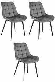 Sedia VALORA BERA - Velluto grigio scuro con gambe nere x 3
