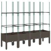 Fioriera | Cassetta per fiori | Vaso da Giardino con Traliccio Marrone 160x40x142,5cm in PP