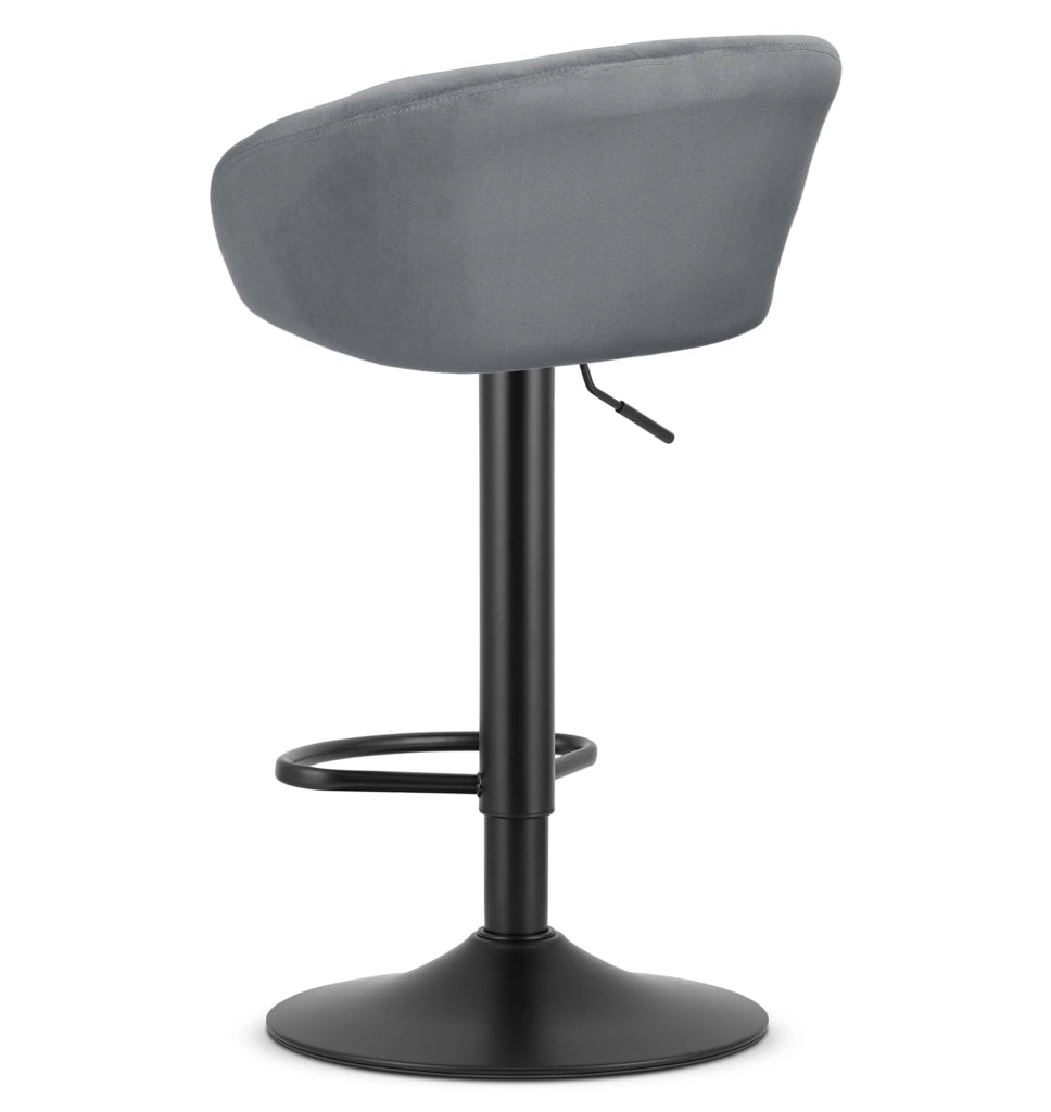 Sgabello VALORA EAST - velluto grigio / base nera per soggiorno, cucina, sala da pranzo