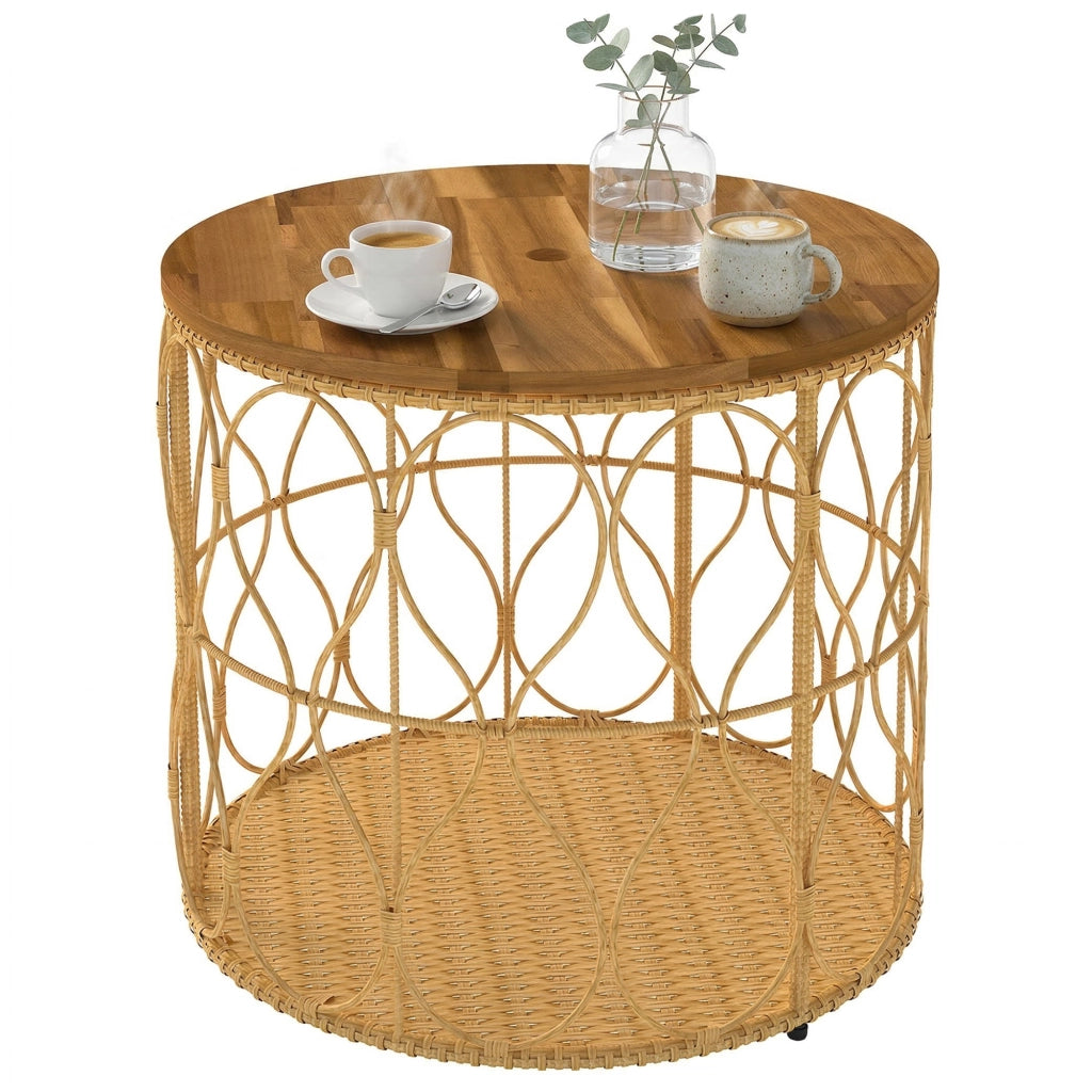 Tavolino da giardino ¨C zephmum ¨C legno acacia effetto rattan ?50 cm