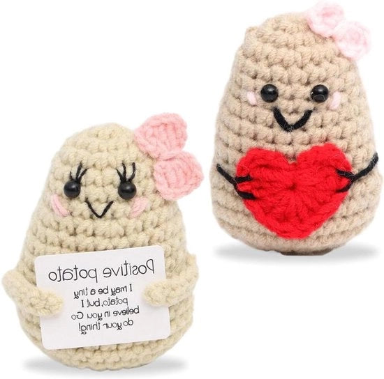 Set di 2 Mini Pluche di Patate Positiva - Creativo e Carino - Regali di Compleanno per Incentivazione
