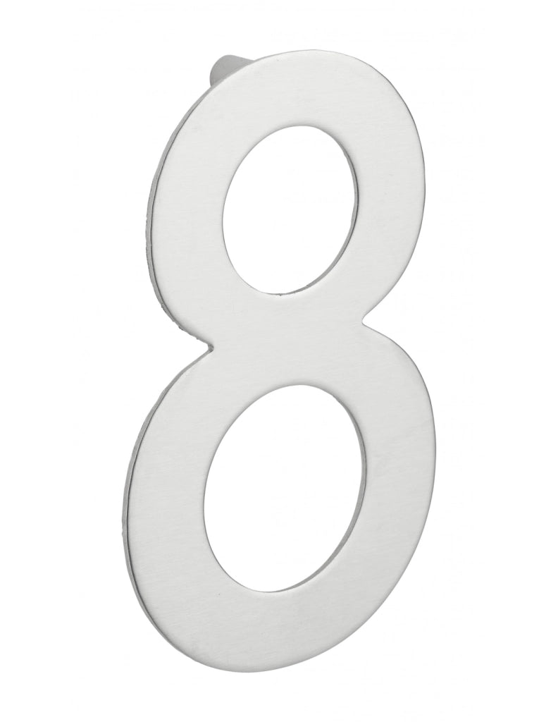 Numero civico 8 in acciaio inox 304, altezza 100 mm, con distanziatori – THIRARD
