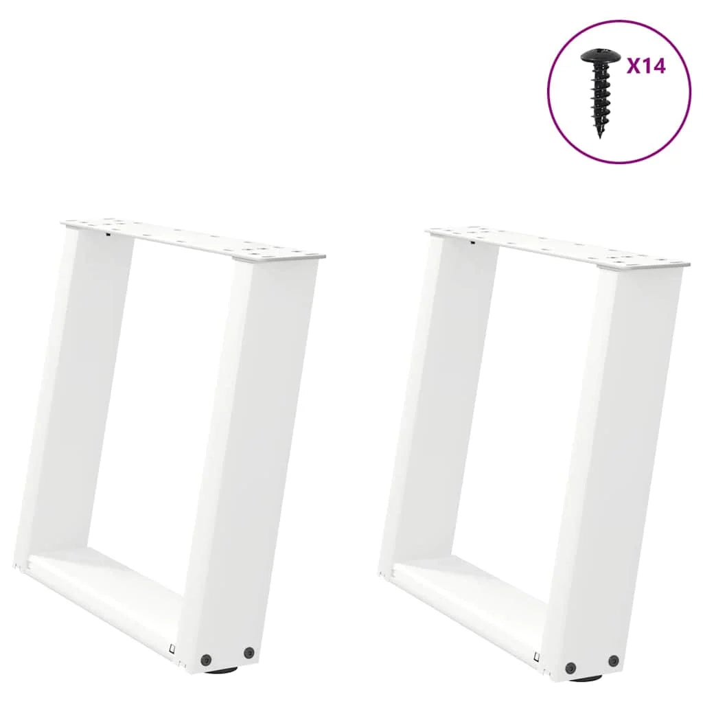 Set di 2 gambe regolabili per tavolino da caffè a forma di U 50 x 42-43 cm acciaio bianco 02_0057049