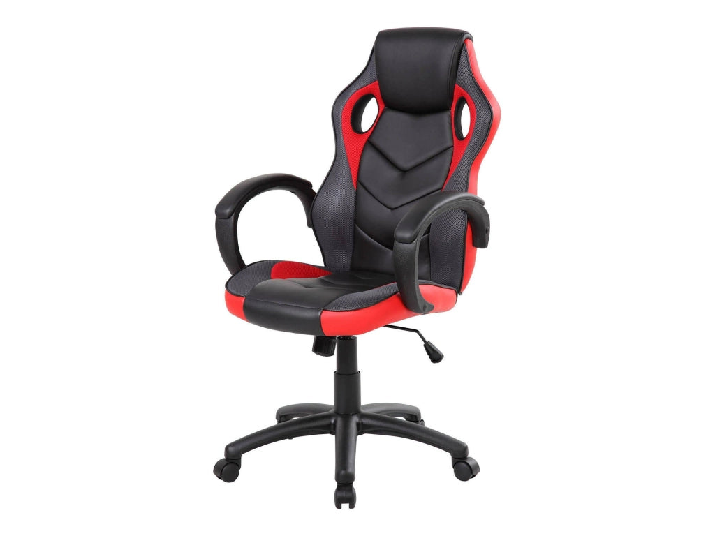 Sedia da gaming Urbana, Poltrona da gaming adulto, Sedia da scrivania, 66x61h104/114 cm, Nero e Rosso