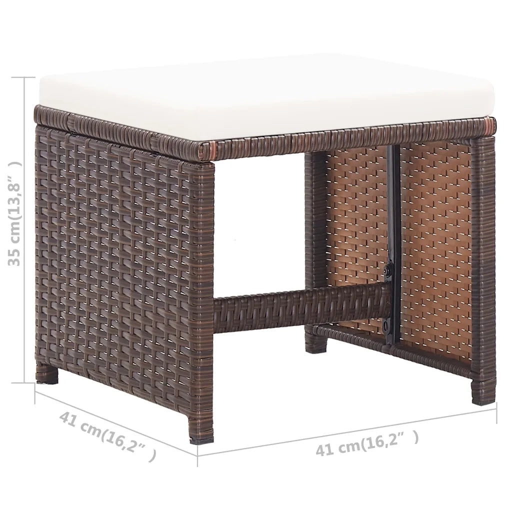 Sgabelli da Giardino 2 pz con Cuscini in Polyrattan Marrone CFW4013194