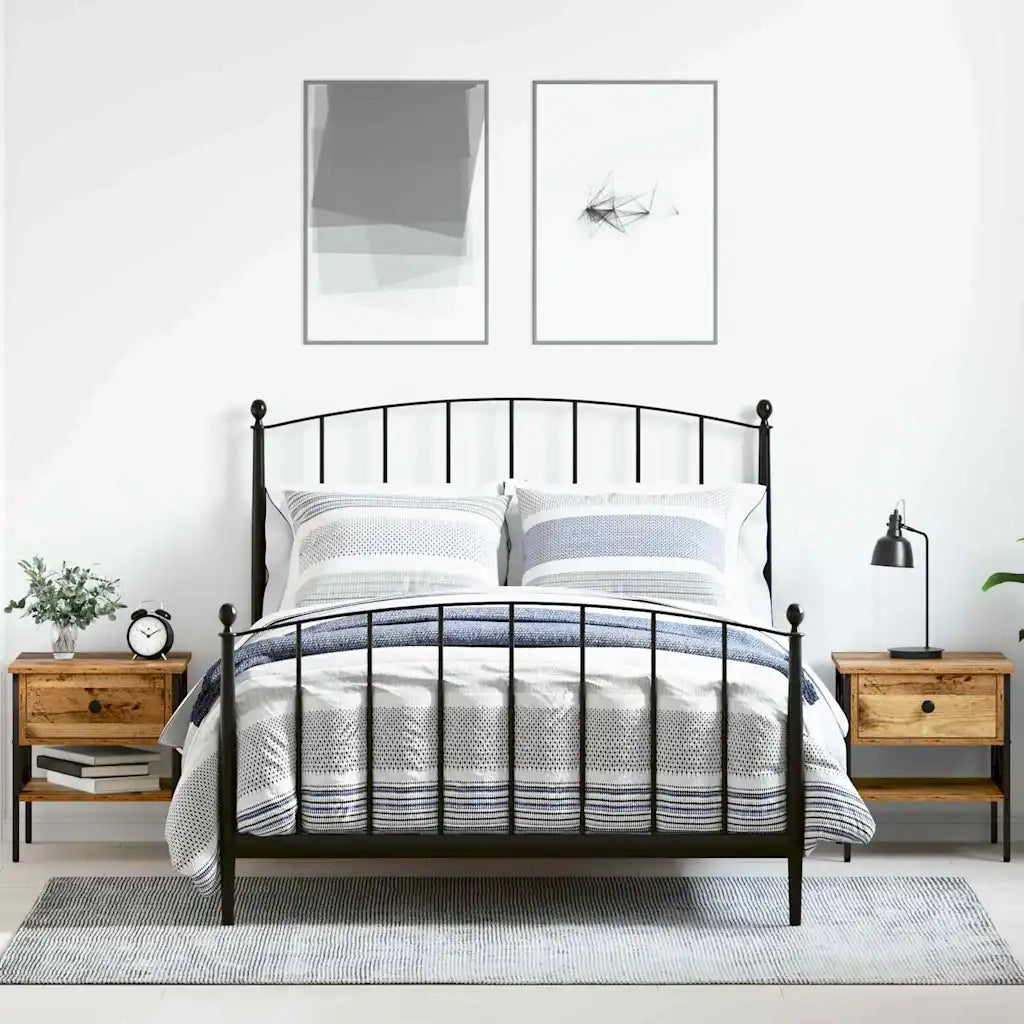 Set di 2 Comodini | Armadio da Notte | Mobiletto da notte con cassetto Legno vecchio 40 x 42 x 45 cm