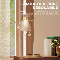 Lampada da Tavolo Moderna con Paralume in Vetro Regolabile Ambrato e Satinato Attacco E27 Oro