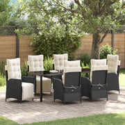 Set di Giardinaggio da 2 Pezzi Rattan Poliestere Nero
