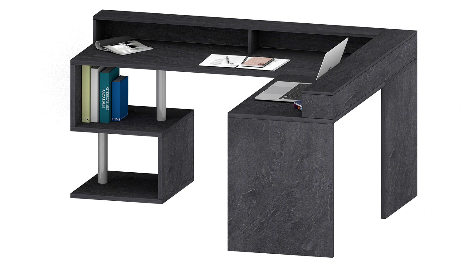 Scrivania Angolare a Giorno 181x160x60x92,5h cm Esse Report Grigio