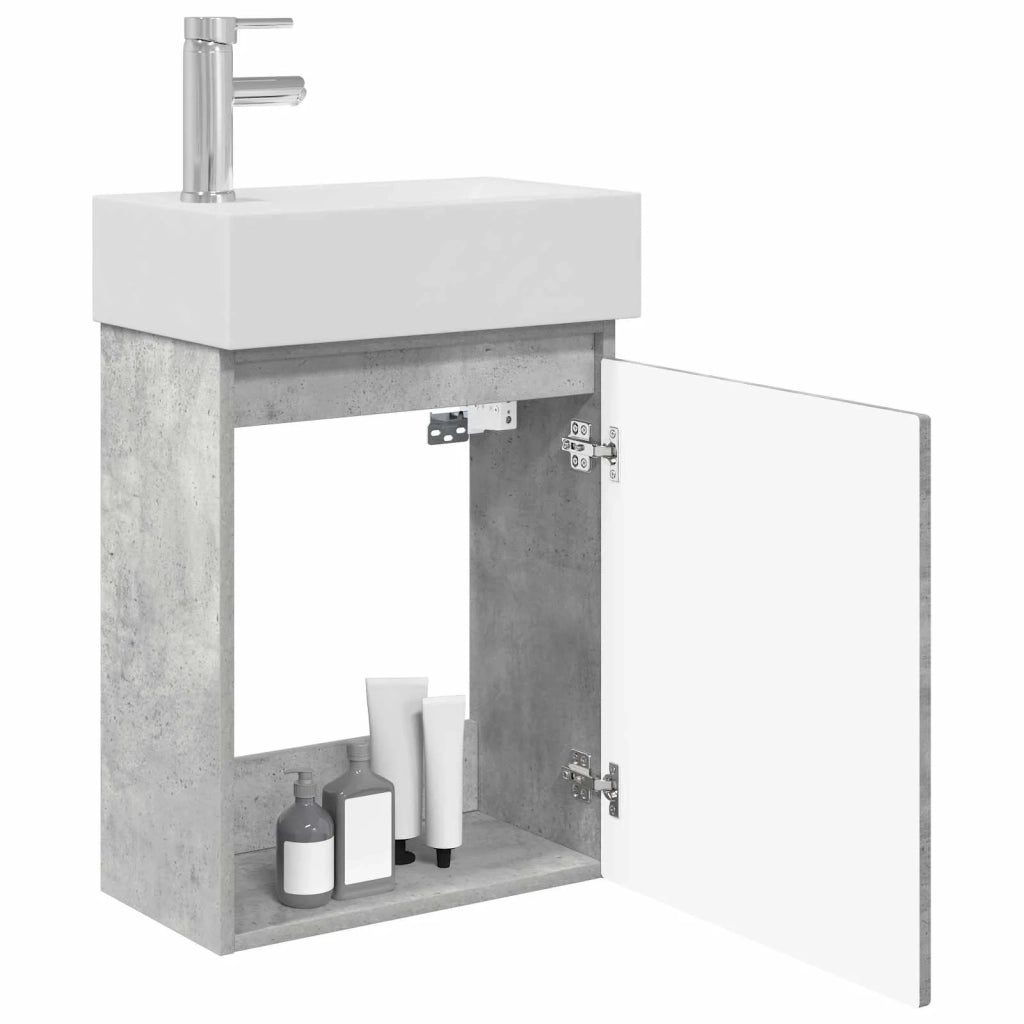 Mobile bagno con rubinetto Grigio Cemento 45,5 x 22,5 x 84 cm
