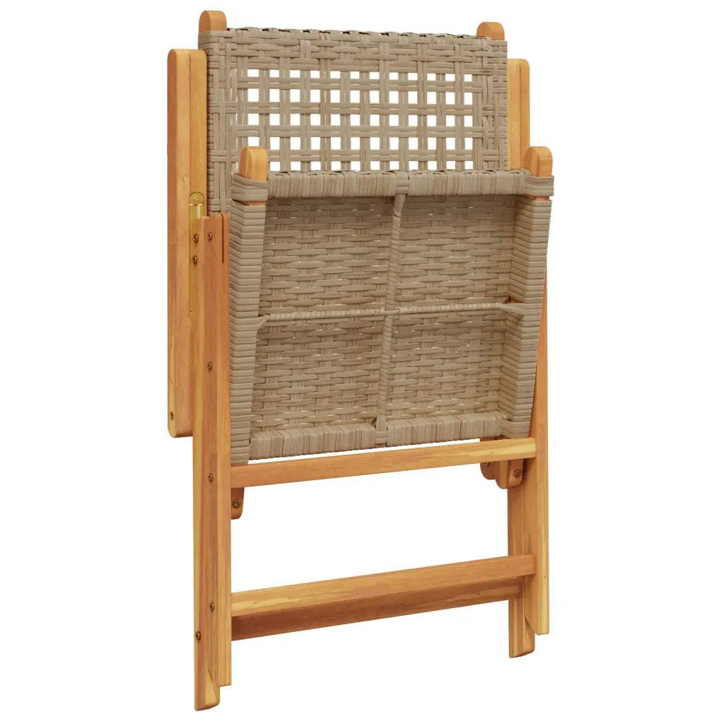Sedie Giardino Reclinabili 8pz Beige Polyrattan Legno Massello 3214528