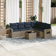 Set Divani da Giardino 7 pz con Cuscini Grigio in Polyrattan 3220220