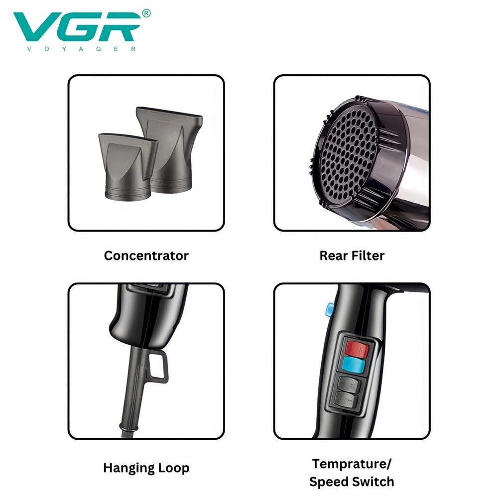Trade Shop - Asciugacapelli Professionale Vgr V-466 2400w Ionico Parrucchiere Shop -