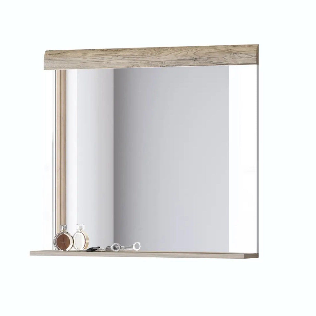 Specchio design OHIO - 83x72 cm - Rovere chiaro con mensola integrata