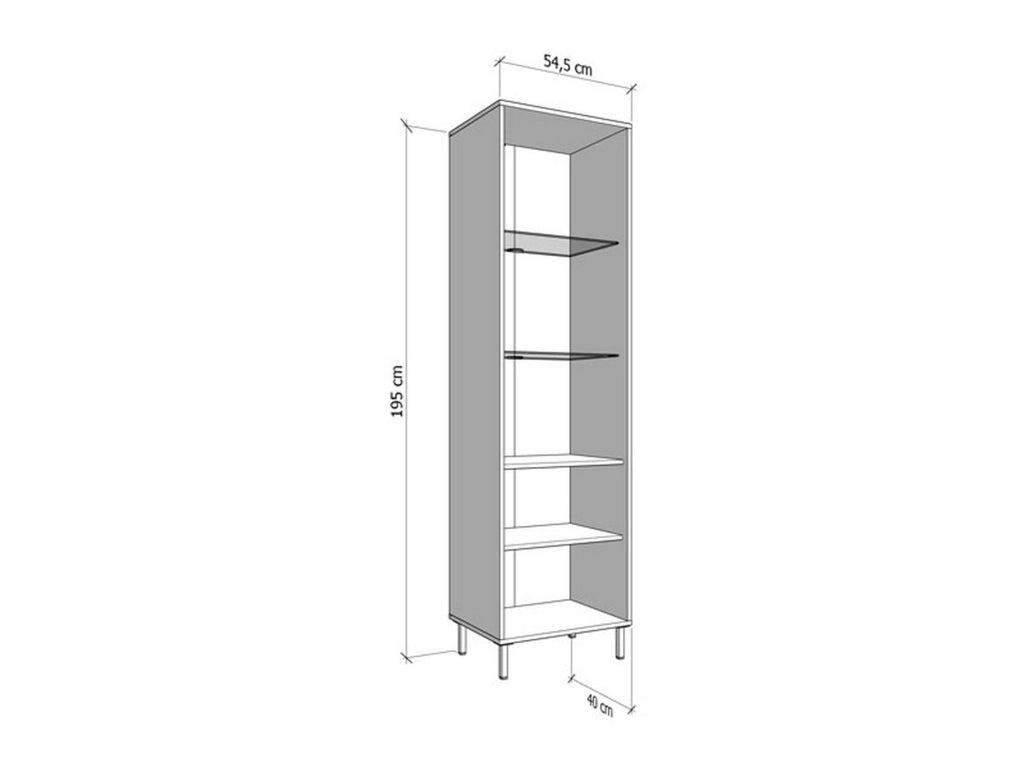 Mobile Espositore Sorisole, Vetrina 4 Ripiani, 54.5x40x195h cm Marrone Rovere Nodi