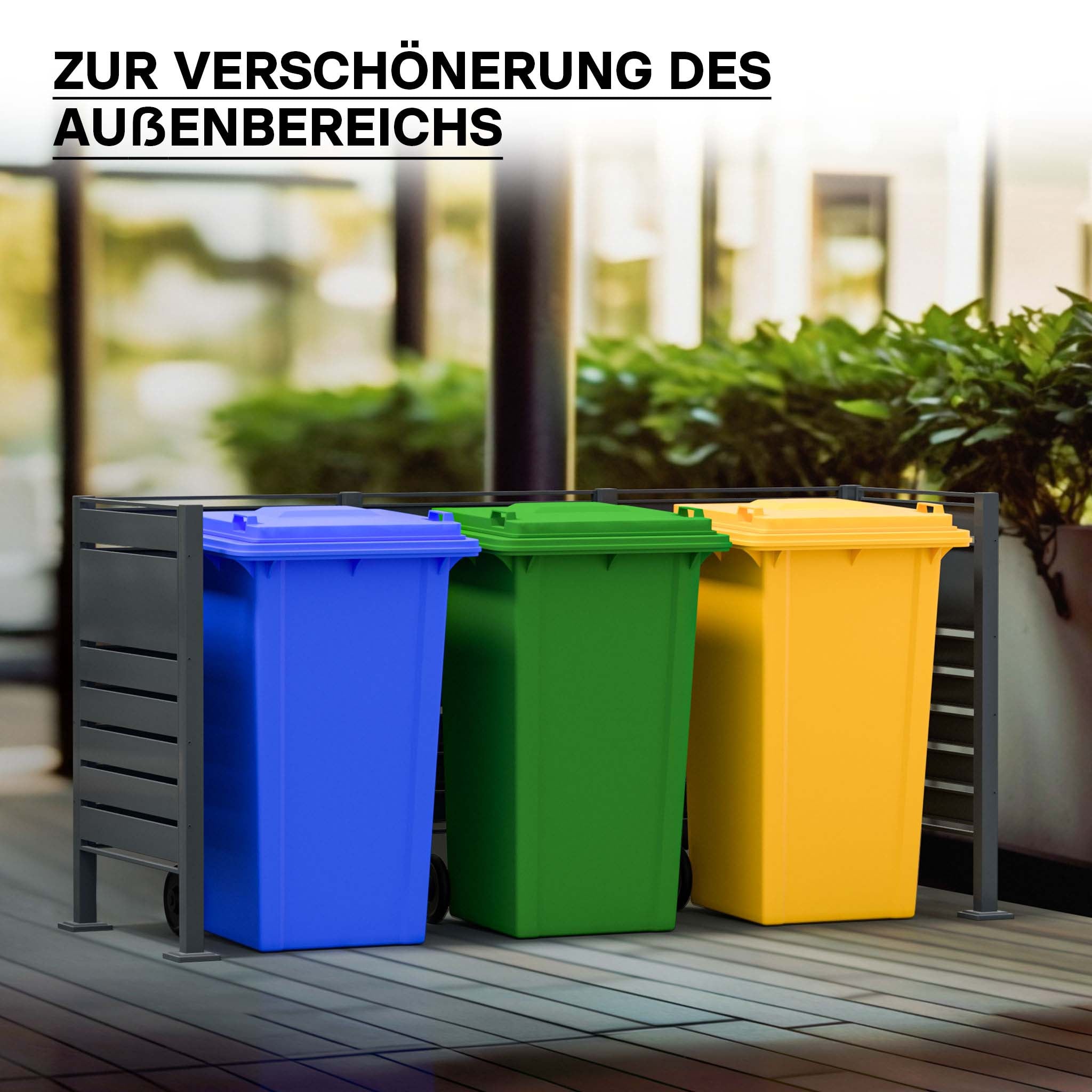 Estensione per copri bidoni della spazzatura, pannello copribidoni da esterno in acciaio antracite, porta bidoni, recinto frangivista cassonetti