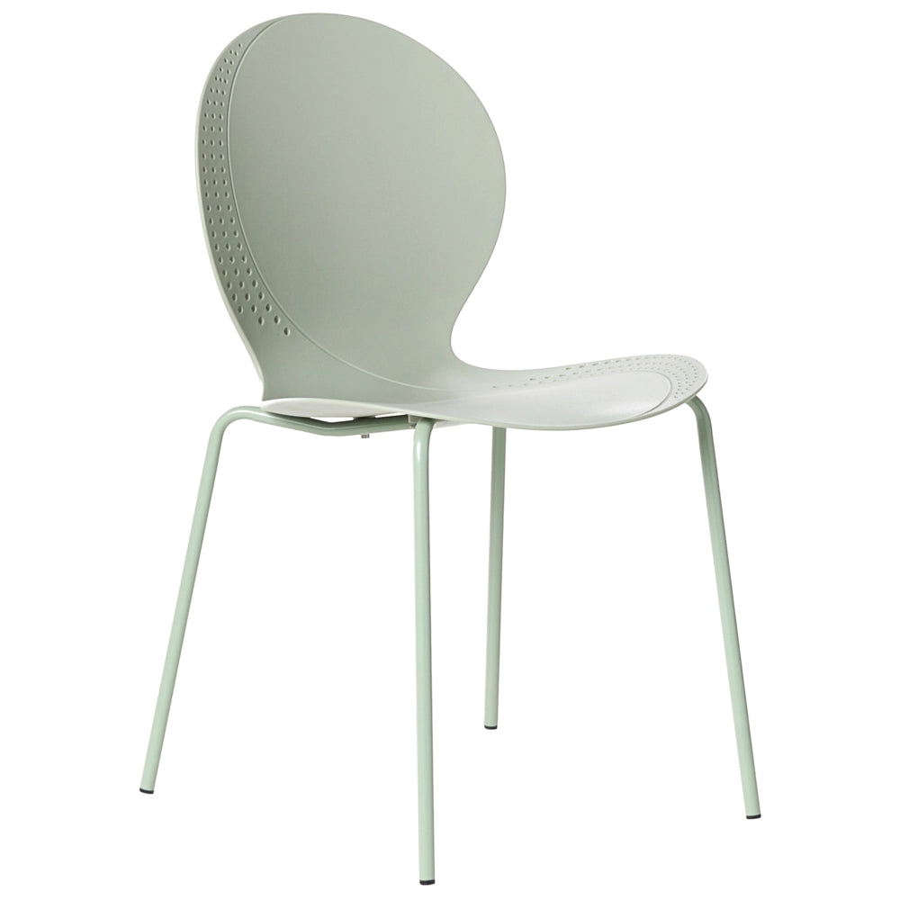 Set di 4 sedie da giardino verde chiaro in materiale sintetico plastico per interni ed esterni, sala da pranzo in stile moderno