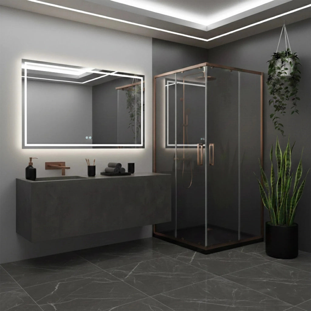 Cabina Doccia Rea City 80x80 Copperbrush con piatto doccia Savoy