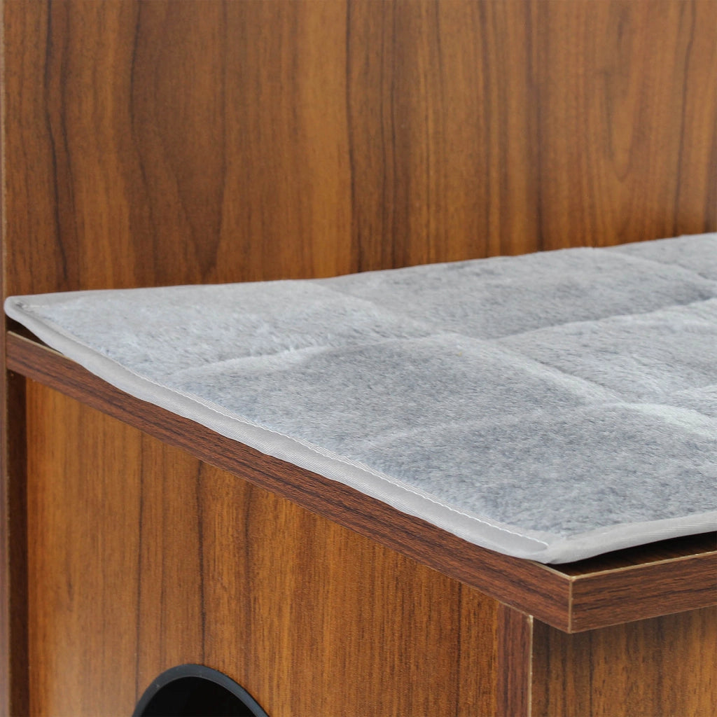 Fudajo Casetta gioco per gatti Design in legno marrone con cuscini e tappetino tiragraffi in sisal