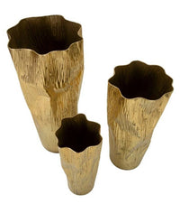 Set di 3 vasi Frentano, Complemento d'arredo, Anfora, Accessorio d'arredo, 41x39 h83 cm, Oro