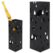 Portaombrelli Design Quadrato 49x15,5x15,5 cm Vaschetta Salvagoccia in Ferro Nero