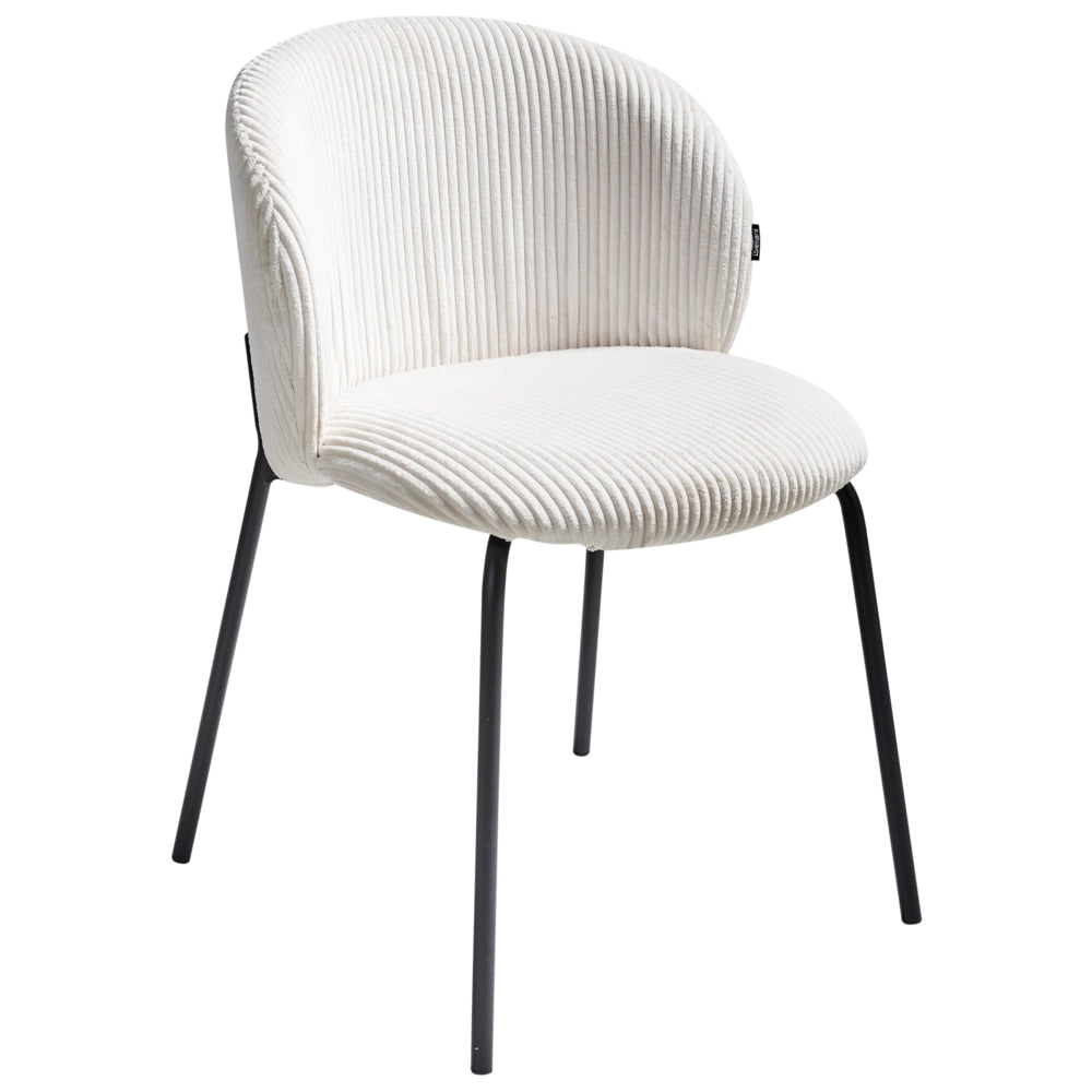 Set di 2 sedie da pranzo in velluto bianco sporco stile retrò seduta rotonda