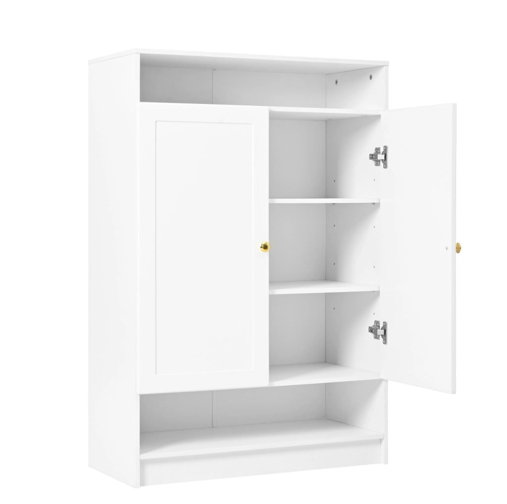 Scarpiera con ripiani regolabili e 2 ante; 146 x 34 x 109 cm; bianco
