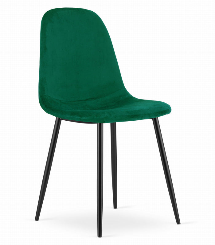 Sedia VALORA COMO - Design ergonomico in velluto verde scuro x 4