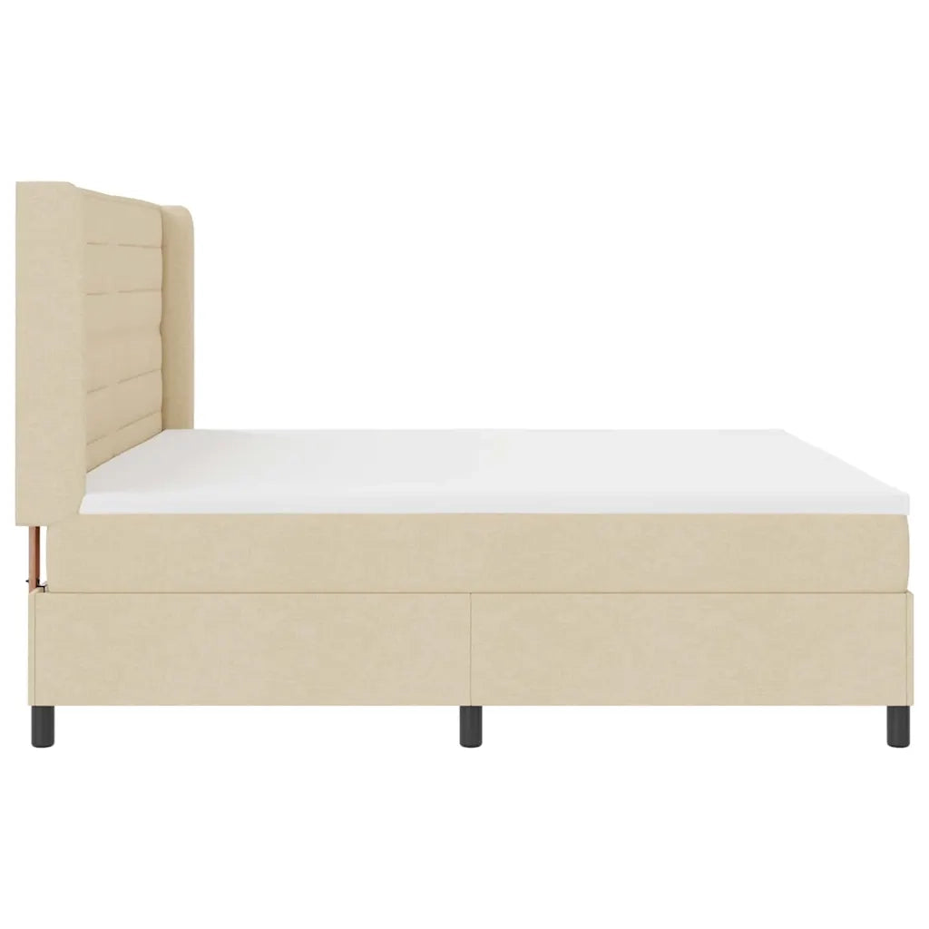 Letto a Sorgente LED con materasso Crema 200 x 200 cm Tessuto 3343467