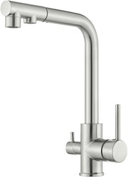3 viei rubinetto da cucina, rubinetto da cucina rotante 360°, rubinetto 3 in 1 per filtro acqua, rubinetto acqua potabile con 2 maniglie, rubinetto da cucina 3 vie in acciaio inossidabile, lucidato