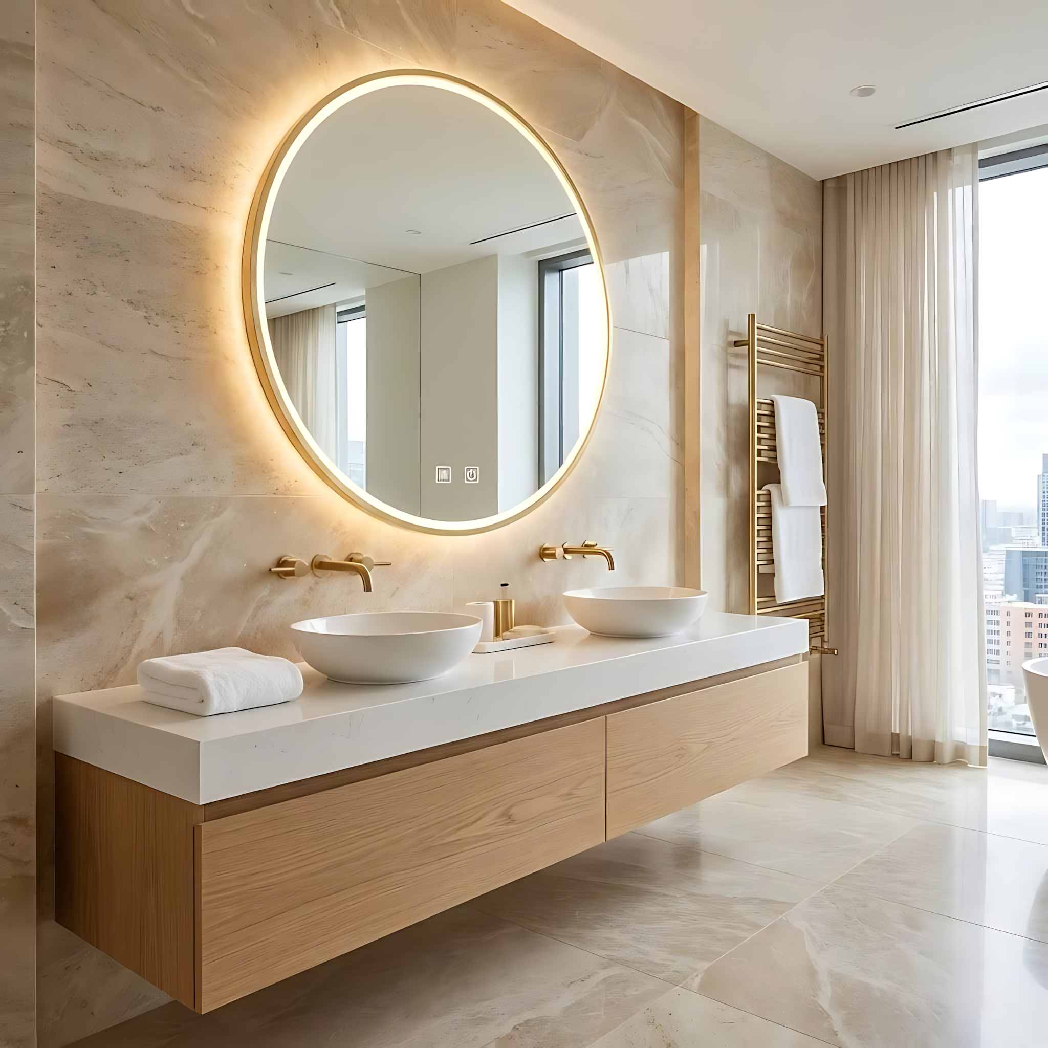 Specchio Led 100cm Mmj Brush Gold