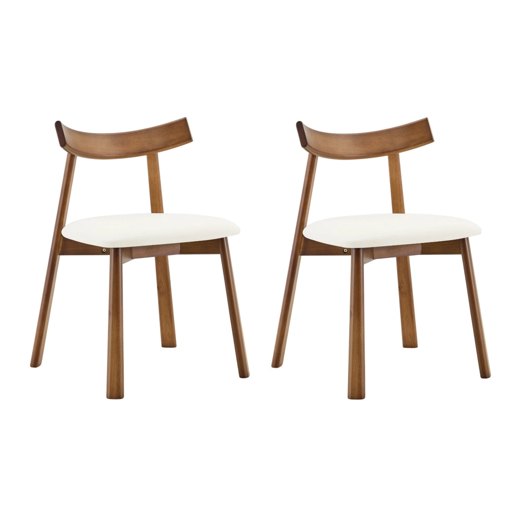 Set di 2 sedie da pranzo con schienale ergonomico; seduta imbottita in legno bianco