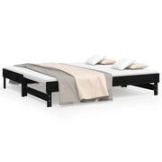 Letto da camera | Dormeuse Estraibile Nera 2x(90x190) cm Legno Massello di Pino