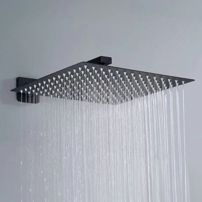 Set doccia nero opaco con braccio soffione quadrato 40x40 e kit doccia