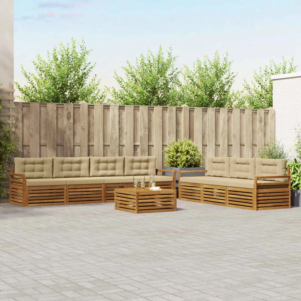 Set di divani da esterno con cuscino 8 pcs Naturale e Beige