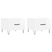 2 pz Tavolini salotto | Tavolino da caff¨¨ | Tavolino da Soggiorno Bianco Lucido 50x50x40cm Legno Multistrato