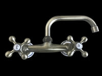 Rubinetto gruppo lavello a parete bronzato, vecchio ottone rosone con fiori