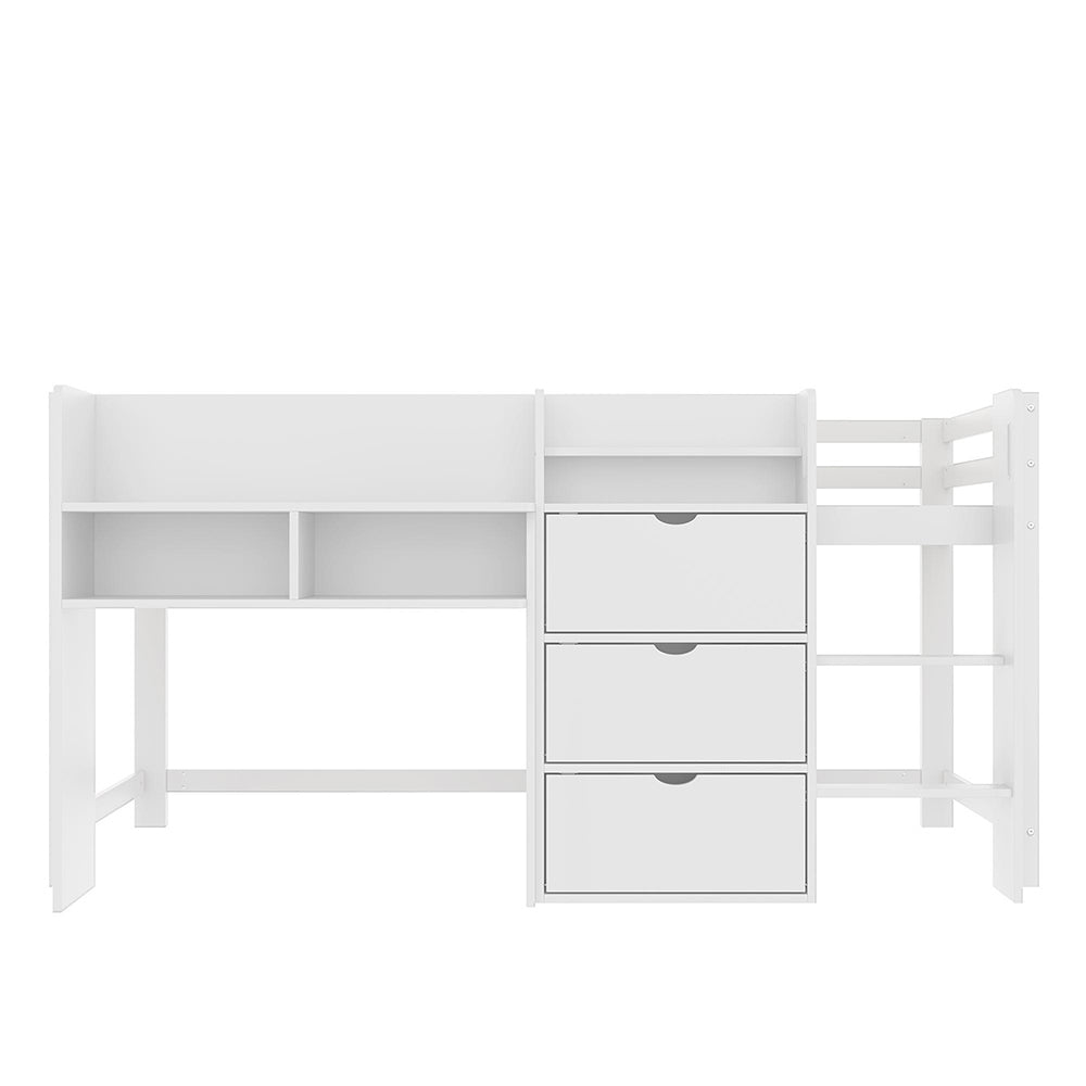 Letto mezzano - Xylo - 90x200 cm a casetta bianco